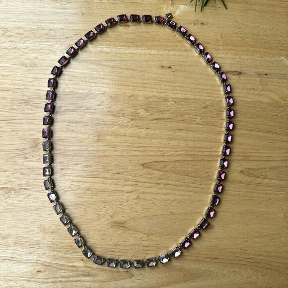 Banana Republic ᗺR Necklace Cranberry Lavender Rhinestones Statement Jewelry 26" - Picture 6 of 11